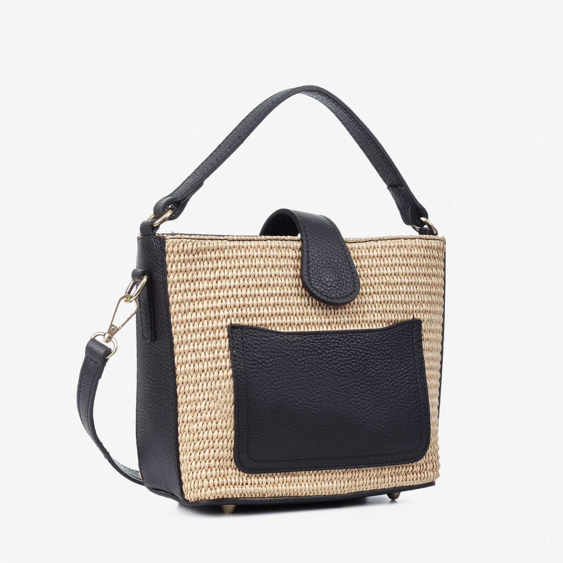 Solene Raffia Leather Shoulder Bag